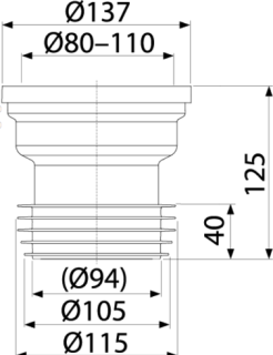 Патрубок для унитаза AlcaPlast прямой A991